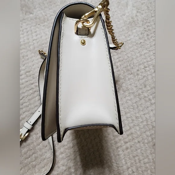 Chic Michael Kors Tan White Chain Strap Bag